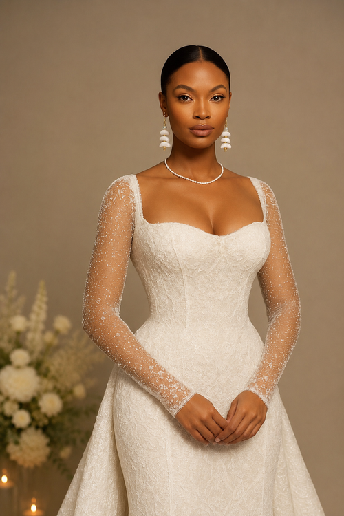 Ghanaian Bridal Pearl Statement Earrings