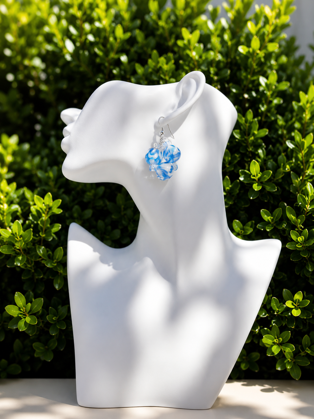 Blue Blossom Krobo Bead Earrings