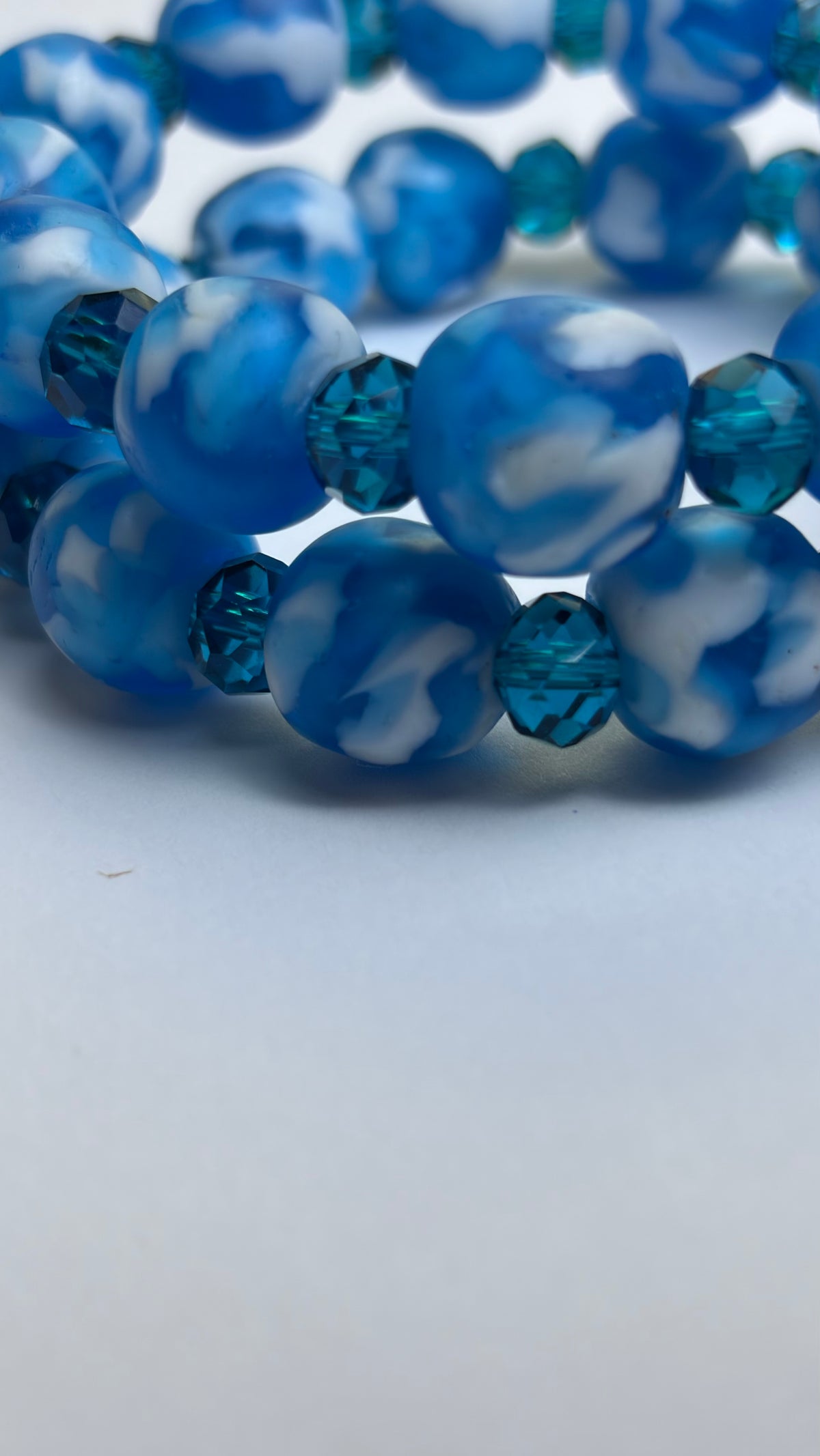 "Blue Sky Bracelet - blue Krobo beads handmade bracelet"