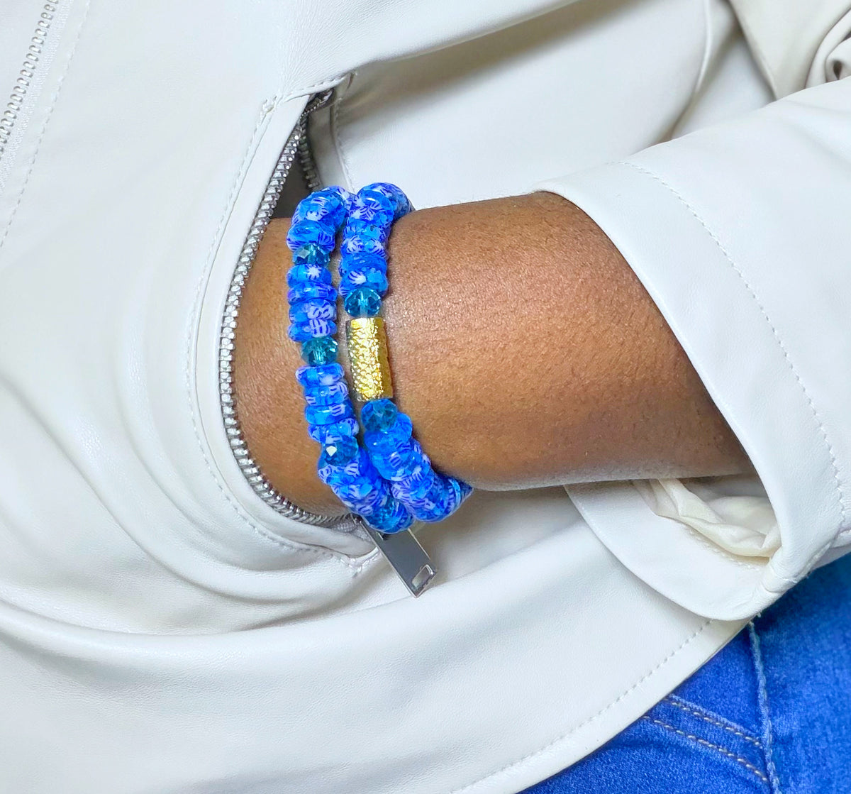 Royal Blue Bracelet - blue Krobo beads handmade bracelet